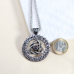 Personalisierte Foto Projektion Kette mit Bild im Stein - Keltischer Knoten Anhänger mit Runen,Wikinger Halskette für Herren