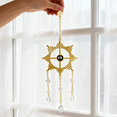 Personalisierter Sonnen kreuz Kristall Anhänger mit Foto Projektion & Gravur – Kreative Souvenirgeschenke, Weihnachtsbaumschmuck