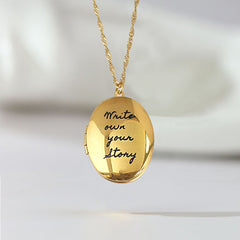 Personalisierte 925 Silber  Foto Medaillon Ovaler Kette – Mit Foto & Text, Klassischer Gedenkschmuck Geschenk für Männer & Frauen