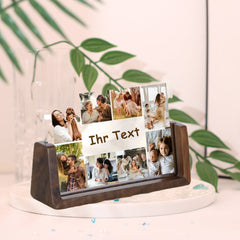 Personalisierter Beleuchteter Bilderrahmen mit 8 Fotos und Gravur - LED Nachtlicht für Paare, Familie,Partner Erinnerungs Foto Geschenk