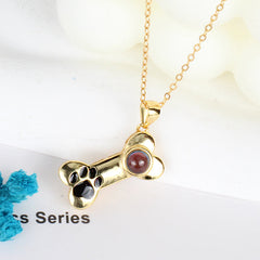 Silber Personalisierte Halskette mit Bild im Stein - Kette mit Hundepfote-tier erinnerung schmuck