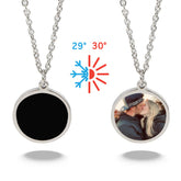 Personalisierte Hitzeaktivierbare Magische Foto Halskette mit verstecktem Bild - Schwarzer Runder, Geschenk für Sie Ihn