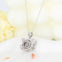 Personalisierte 925er Silber Anhänger Kette mit Foto - Bärtige Katze