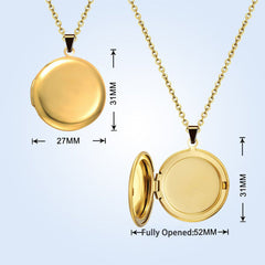 Schlichte Polierter Runde Medaillon Halskette mit Foto – individuelle 2 Bilder & Wort,Unisex-Erinnerungsgeschenk für Ihn und Sie