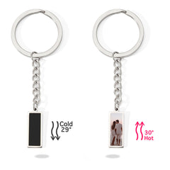 Personalisierte Schwarzer Bar Magische Schlüsselanhänger mit deinem geheimen Foto & Gravur – sichtbar durch Wärme