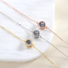 Personalisiertes Fotoprojektion Armband mit Bild im Stein – 925 Silber, 1–3 Bilder, Gravur & Geschenkverpackung