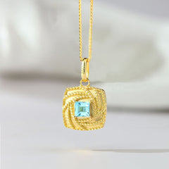 Personalisierte 925 Silber Foto Medaillon Kette – Unendlichkeits Quadratischer Anhänger mit blauem Zirkonia, Erinnerungs Geschenk für Frauen