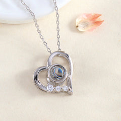925 Silber Personalisierte Feine Zirkon Herz Kette mit Bild im Stein – Perfekte Foto & Gravur Erinnerungsgeschenk für Sie
