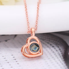 Personalisierte Projektion Kette mit Foto drin im Stein - Einfache und vielseitige herzförmige Halskette