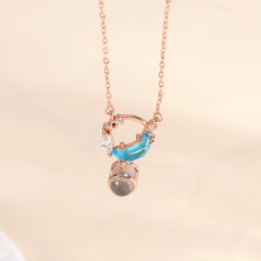 925 Silber Mond & Stern Damen Projektionskette – Kette mit Bild im Stein, Personalisierte Fotogeschenke für Sie