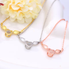 925 Silber Personalisierte Bild Kette mit Foto - Herz Engel Flügel Anhänger mit Projektion