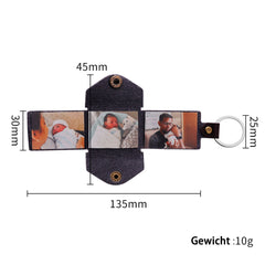 Personalisierter Foto Leder Schlüsselanhänger, Minialbum, Kleine Tasche, 3-4 Bilder & Text, Kreatives Geschenk für ihn