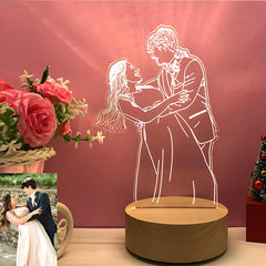3D Fotolampe mit Gravur – LED Nachtlicht, dimmbar, Holzsockel,Perfektes Geschenk Hochzeit, Muttertag,Geburtstag und Jubiläum