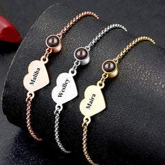 Personalisiertes Herz Armband mit Bild & Gravur – Herz Gravurplatte, Perfekte Fotogeschenk für Sie