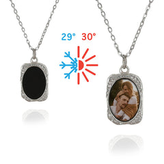 Personalisierte Oval Zauberspiegel Hitzeaktivierbare Magische Foto Halskette mit verstecktem Bild - sichtbar durch Wärme