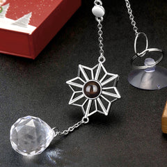 Sonnenblume Kristall Dekoanhänger mit Foto-Projektion – Individuelles Geschenk für Zuhause oder Auto