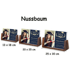 Personalisierter Holz oder Acryl Fotorahmen zur Erinnerung Schulabschluss, Individueller mit Gravur – Foto, Name, Hochschule, Studiengang