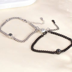 925 Silber Personalisiert Dicke Seitenkette Freundschafts Armband mit Bild Magnetisches Herz – Erinnerungsgeschenk für Paar & BFF