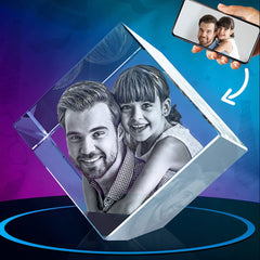 3D fotokristalle - Personalisiertes Glasfoto mit Gravur und Leuchtstele