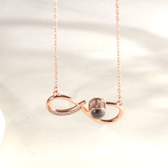 925 Silber Projektionskette – Unendlicher Anhänger mit Bild im Stein & Zirkonia