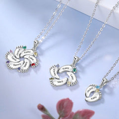 Personalisierte Namenskette mit Geburtsstein – Unendlichkeitsblume Füße,Kreative Geschenke für Mama und Oma