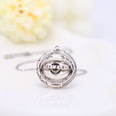 925 Silber Individuelle Kette mit Bild - Dekorative Kunststil Astronomische Kugel Anhänger mit Foto, Perfektes Geschenk für Männer und Frauen