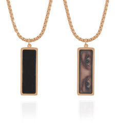 Personalisierte Hitzeaktivierbare Magische Foto Schwarzer Bar Halskette mit verstecktem Bild - Geschenk für Sie oder Ihn