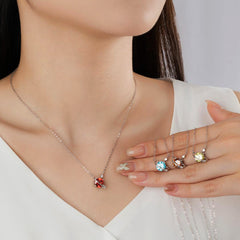 Sterlingsilber Personalisierte Geburtsstein Saturn kette – Runder Zirkonia Planeten Anhänger mit Sternen, Geschenke für Sie