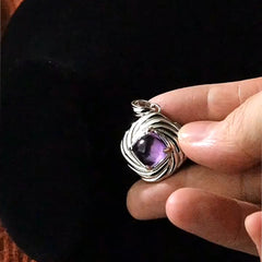 925 Silber Personalisierte Foto Medaillon Kette mit Bilder &Text – Vintage Quadratischer Anhänger mit Natürlichem Amethyst,Geschenk für Frauen