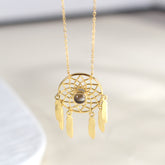 925 Silber Damen Traumfänger Projektionskette mit Federn – Kette mit Bild im Stein, Personalisierte Fotogeschenke für Sie