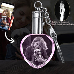 Personalisierte Kristall Schlüsselanhänger - Rosa Herz Anhänger mit Gravur 2D/3D Foto,Erinnerungs Dekorativer Geschenk für Sie