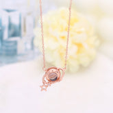 925 Silber Personalisierte Kette mit Foto im Stein - Planeten Anhänger mit Bild, Geschenk für Sie und Weihnachten