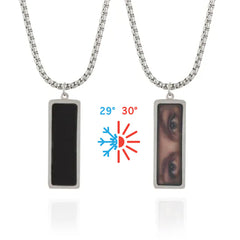 Personalisierte Hitzeaktivierbare Magische Foto Schwarzer Bar Halskette mit verstecktem Bild - Geschenk für Sie oder Ihn