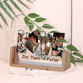 Personalisierter Bilderrahmen mit 4 Fotos & LED – LOVE Vorlage, Nachtlicht Fotogeschenk für Paare & Ehefrauen ihre Liebe auszudrücken