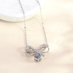 925 Silber 3D Schleifen Projektion Kette mit bild im Stein - Personalisiertes Geschenk für Sie