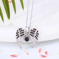 Personalisierte Herz Flügel Projektion Kette mit Foto drin im Stein zum Aufklappen