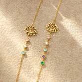 925 Silber Personalisiertes Gold Lotus Geburtsstein Armband – Geburtstag Jahrestag Geschenk für Sie