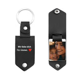 Personalisierter Leder-Schlüsselanhänger mit Foto & Text – Perfektes Geschenk für Papa oder Mama zu Vatertag oder Muttertag