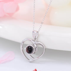 Personalisierte Kette mit Bild – 925 Silber Verflochtene Herzen Anhanger für Geschenke