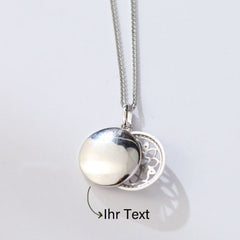 925 Silber Personalisierte Foto Medaillon Kette mit Bilder & Text– Runder Anhänger mit Hohle Blume Zirkonia, Erinnerungs Geschenk für Sie
