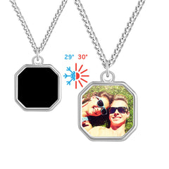 Personalisierte Hitzeaktivierbare Magische Foto Halskette mit verstecktem Bild - Oktagon-Anhänger, Modisches Geschenk