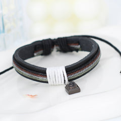 Personalisiertes Projektions Leder Armband mit Foto - 925Silber Quadratischer Anhänger