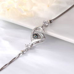 Personalisierte Geneigtem Herz Armband mit Foto Projektion