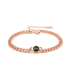 Personalisierte Foto Armband mit Projektion – Dickes Design mit Rundem Stein