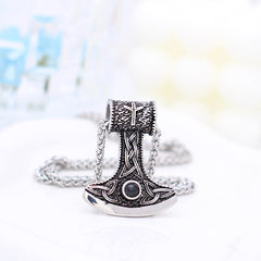 Foto Projektion Halskette mit Bild im Stein für Männer - Wikinger Runenaxt Anhänger