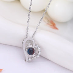 Personalisierte Foto Kette mit Bild - Geneigte Mom Herz Anhänger mit Foto Projektion