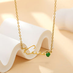 Personalisierte Namenskette mit Herz Geburtsstein – Perfektes Geschenk für Sie