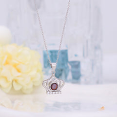 Personalisierte Foto Projektion Halskette mit Bild im Stein - Krone Anhänger Schmuck als edles Geschenk für Sie