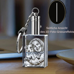 Personalisierte Kristall Schlüsselanhänger - Rechteck Anhänger mit Gravur 2D/3D-Skizzen Foto,Erinnerungs Dekorativer Geschenk