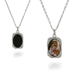 Personalisierte Oval Zauberspiegel Hitzeaktivierbare Magische Foto Halskette mit verstecktem Bild - sichtbar durch Wärme